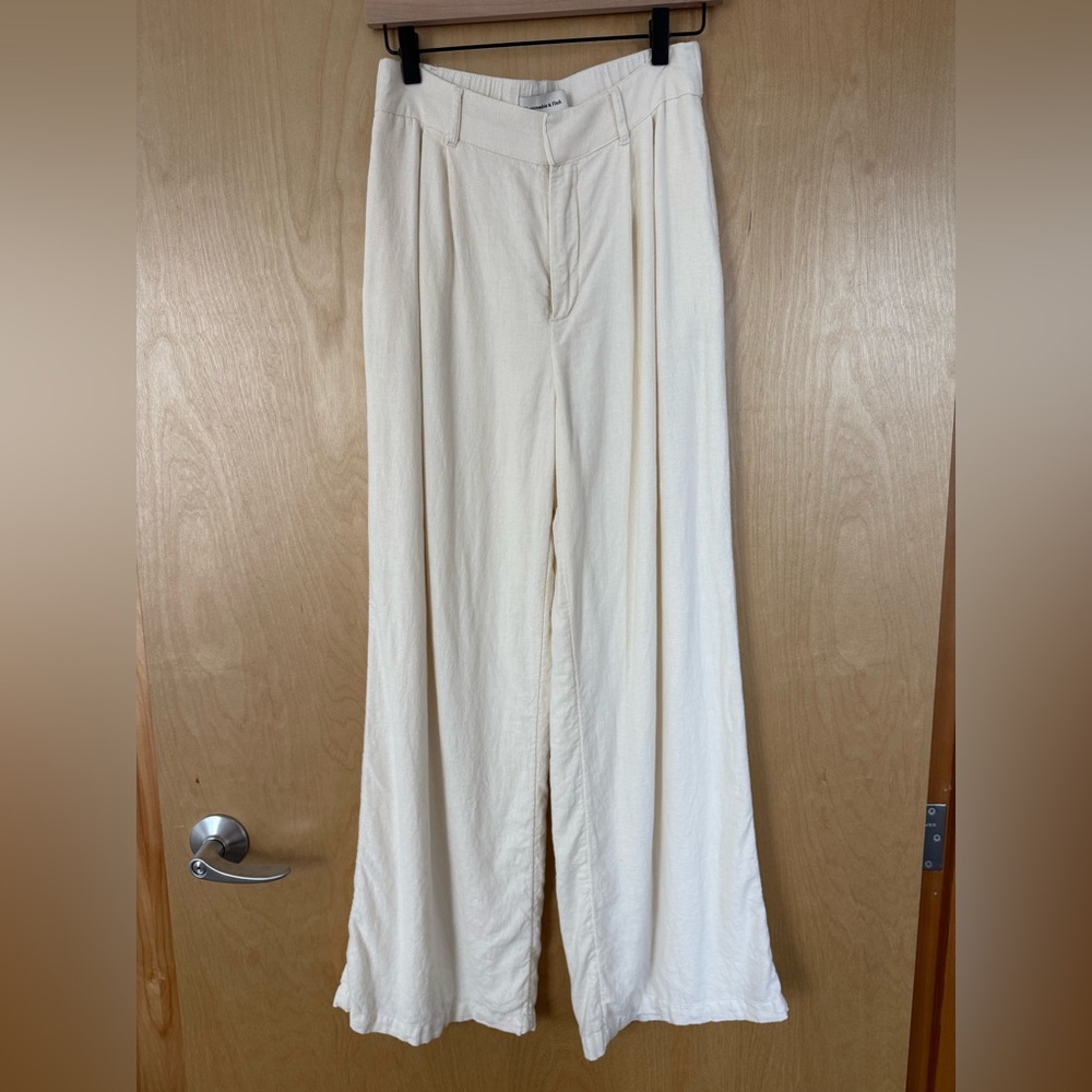 Abercrombie & Fitch Cream Wide-Leg Trousers